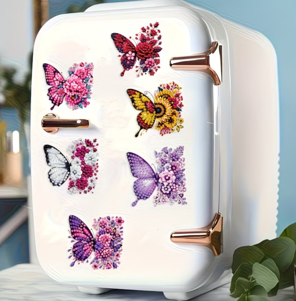 Diamond Painting 6-teiliges Set, Schmetterlinge Magnete